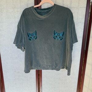 Dressed in LALA Show Me Your Kitties Tee in Charcoal